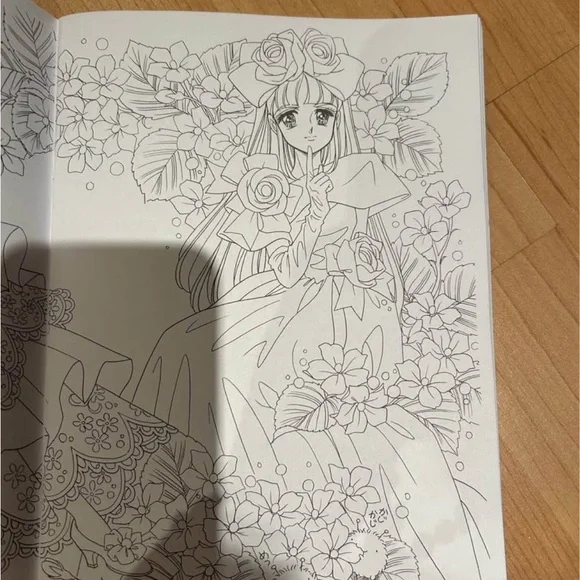 Colorful Manga coloring Book with Roses - Picture 3 of 4